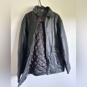 Excelled Men's Classic Black Leather Field Jacket